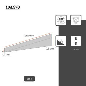 Dalsys Gefällekeil, 98cm, Edelstahl silber, links. Ideal für barrierefreie Duschen.