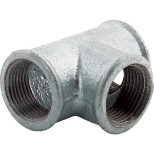 T-Stück 24,1 mm (Rp 3/4) aus Temperguss, verzinkt, für Wasser- und Heizungsinstallation.