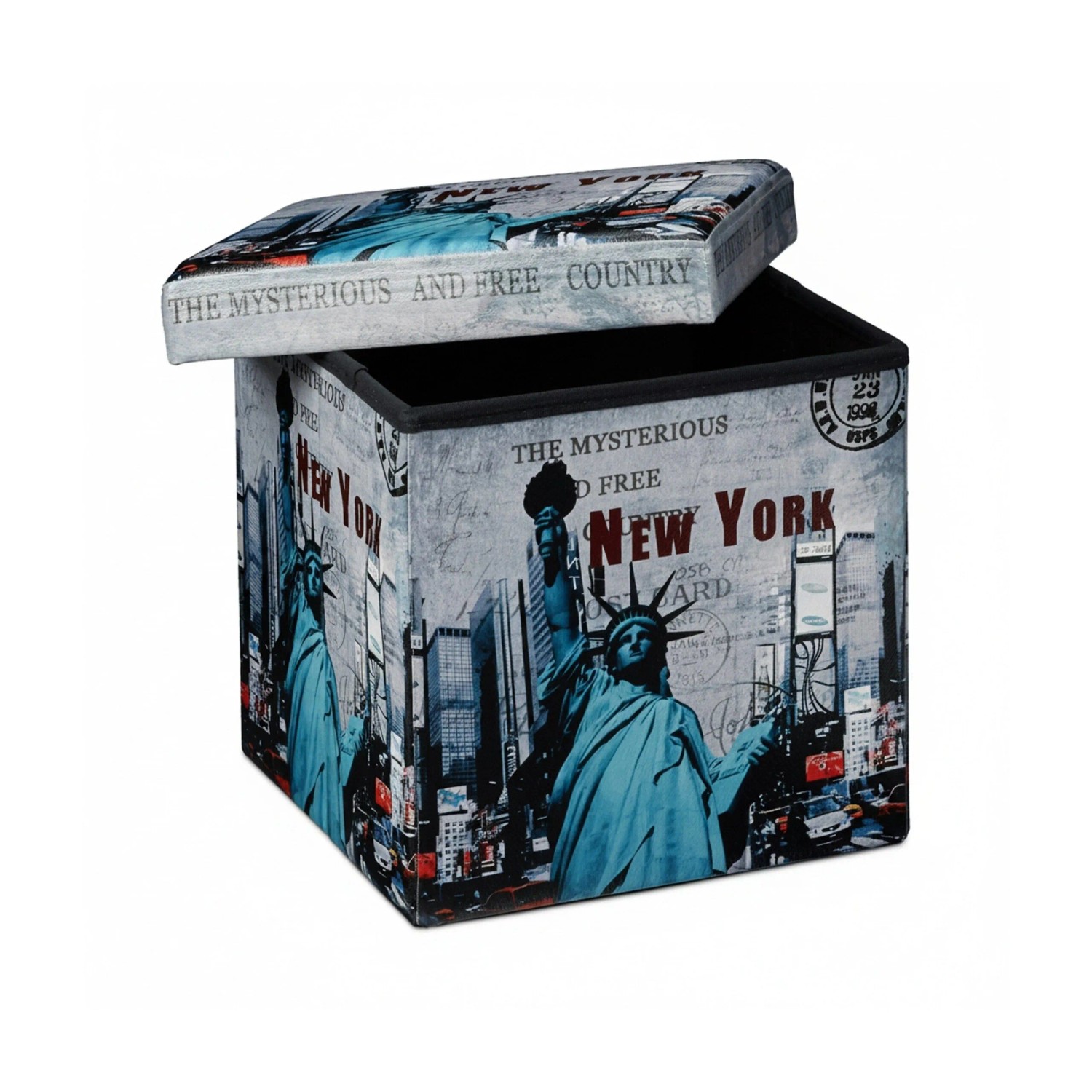 Relaxdays Sitzhocker Kunstleder New York Faltbar mit Stauraum 38 cm x 38 cm x 38 cm 2,5 kg