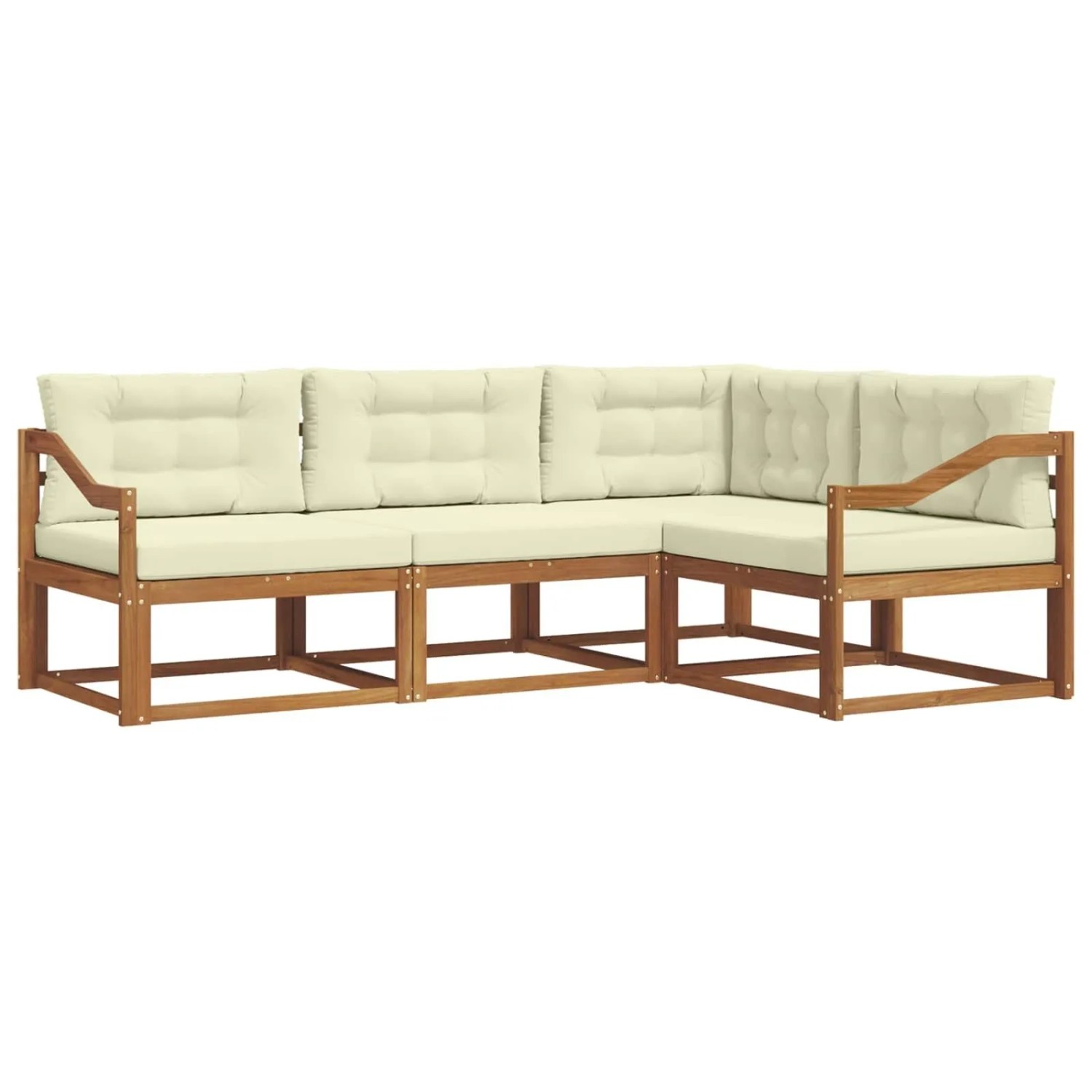 vidaXL Outdoor-Sofagarnitur mit Kissen 4-Tlg Natur und Creme 3367523