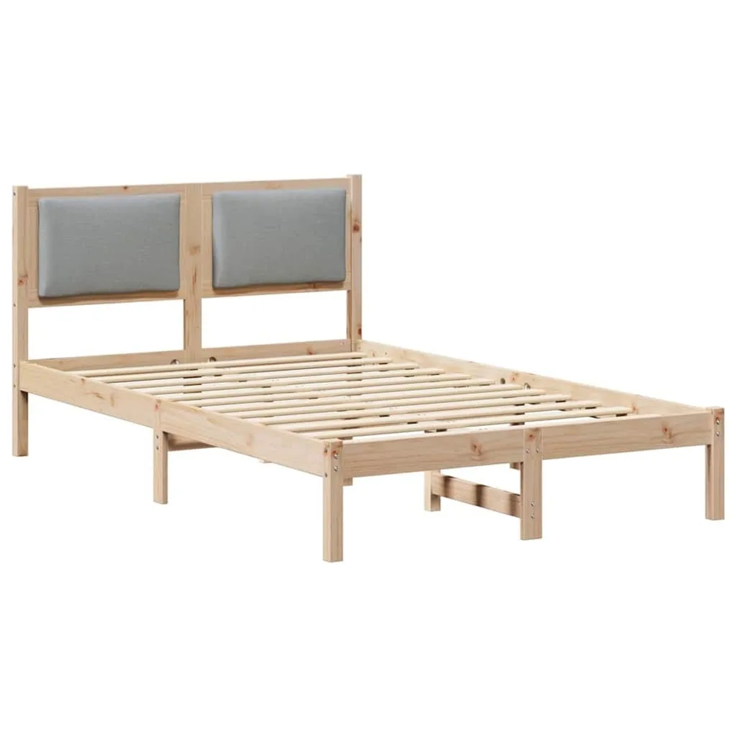 vidaXL Bettrahmen Hellgrau 120 x 190 cm Massives Kiefernholz 878134
