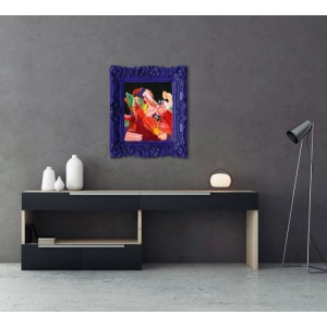 Art Universe Leinwandbild Barock En Vogue, 43x38 cm, mit lila Rahmen und abstraktem, buntem Motiv. Dekoartikel.