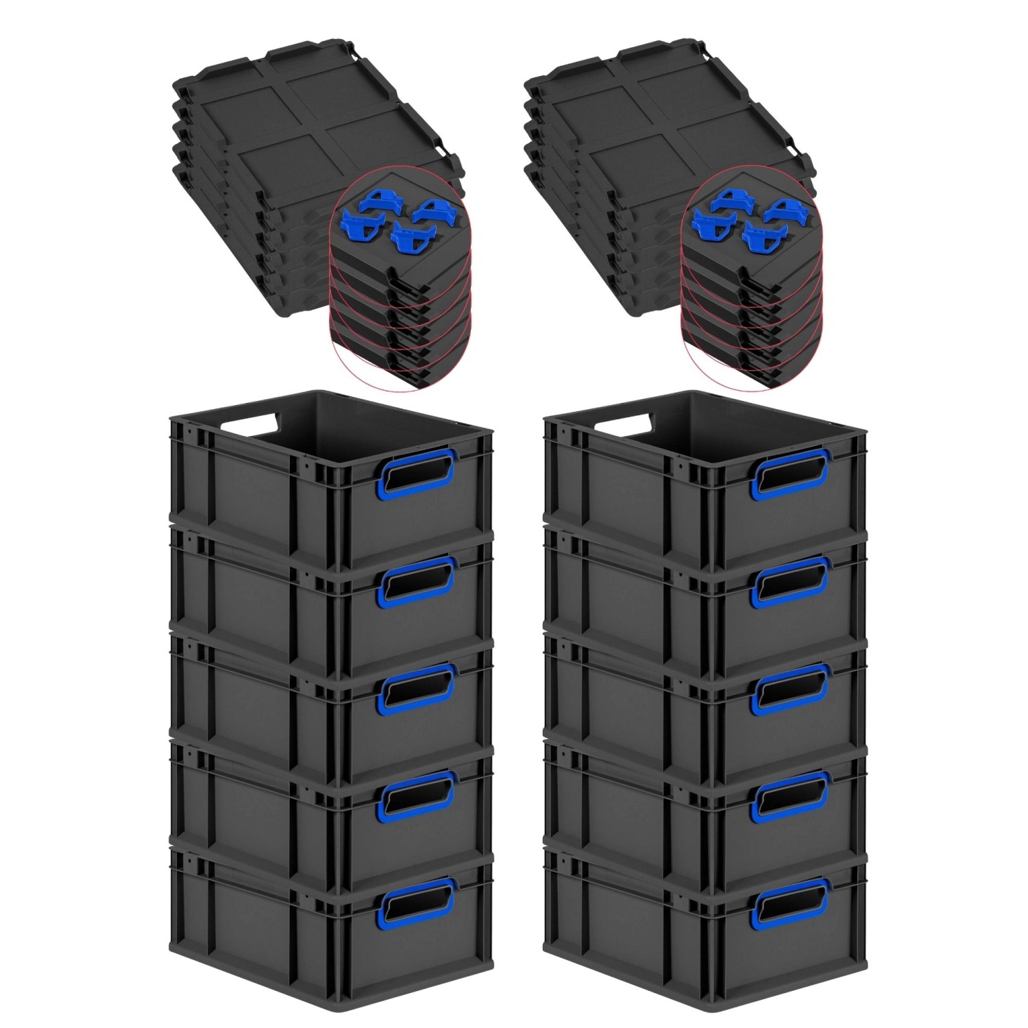 PROREGAL SuperSparSet 10x Eurobox Nextgen Color Mit Auflagedeckel HxBxT 17x günstig online kaufen