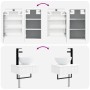 Weißes vidaXL Badmöbel-Set: Wandmontierte Schränke mit umkehrbaren Türen, flexibles Waschbecken mit schwarzer Armatur.