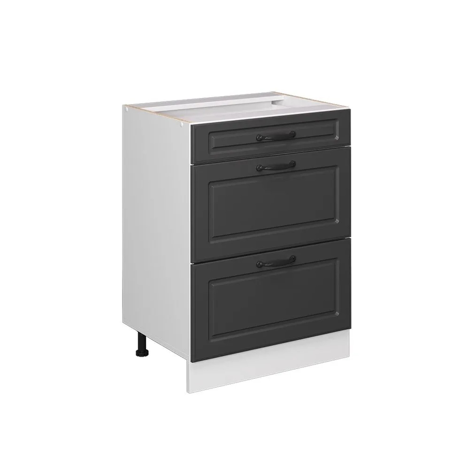 Vicco Küchenunterschrank R-Line Anthrazit Landhaus Weiß 60 cm mit Schubladen ohne Arbeitsplatte
