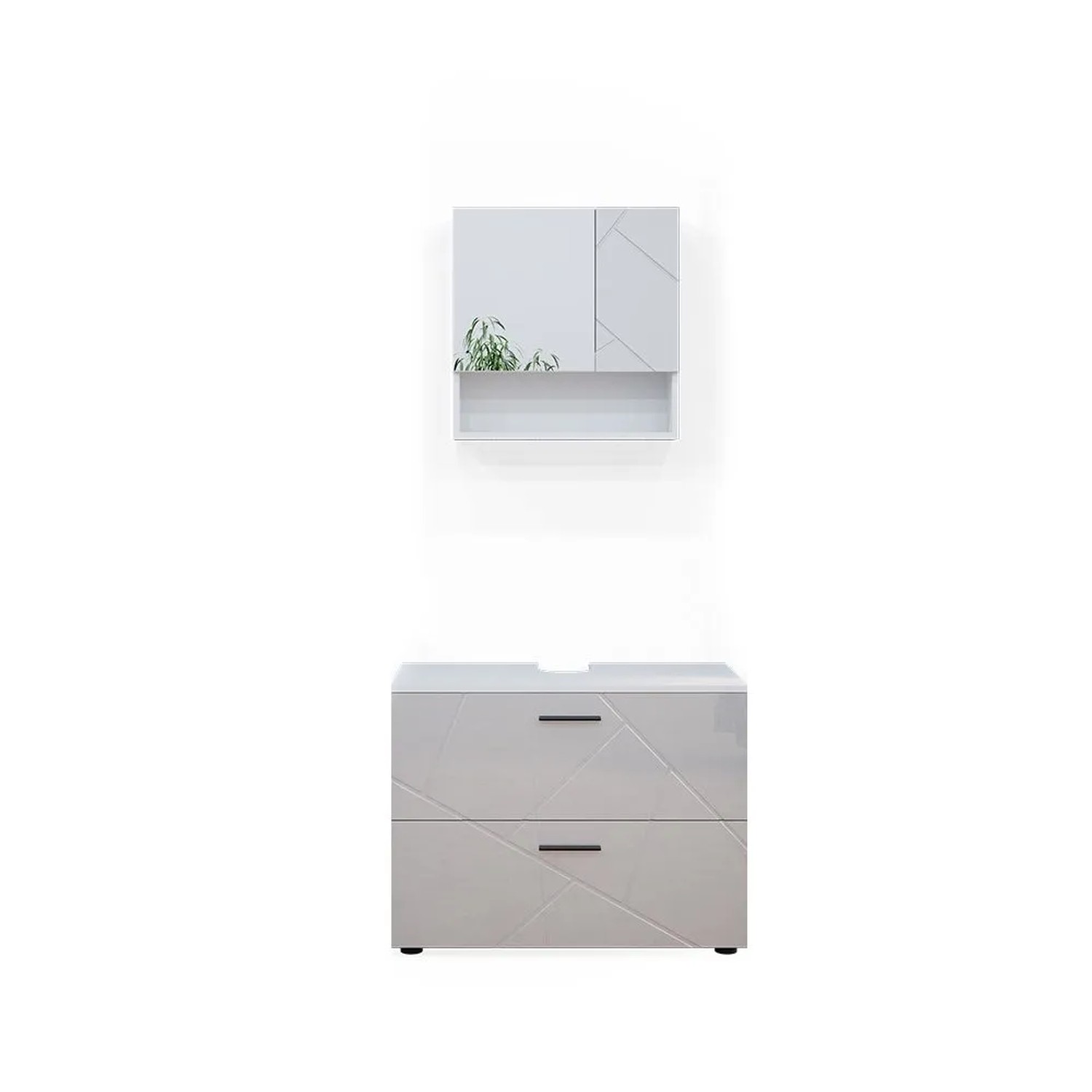 Vicco Badmöbel-Set Irma Weiß Hochglanz 80 x 59 2-teilig