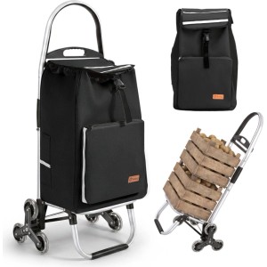 Sekey Einkaufstrolley, Treppensteiger mit Kühlfach, 50L, Schwarz. Ideal für Einkäufe.