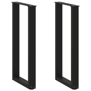Zwei schwarze, U-förmige vidaXL Konsolentischbeine aus Stahl, 28x72 cm.
