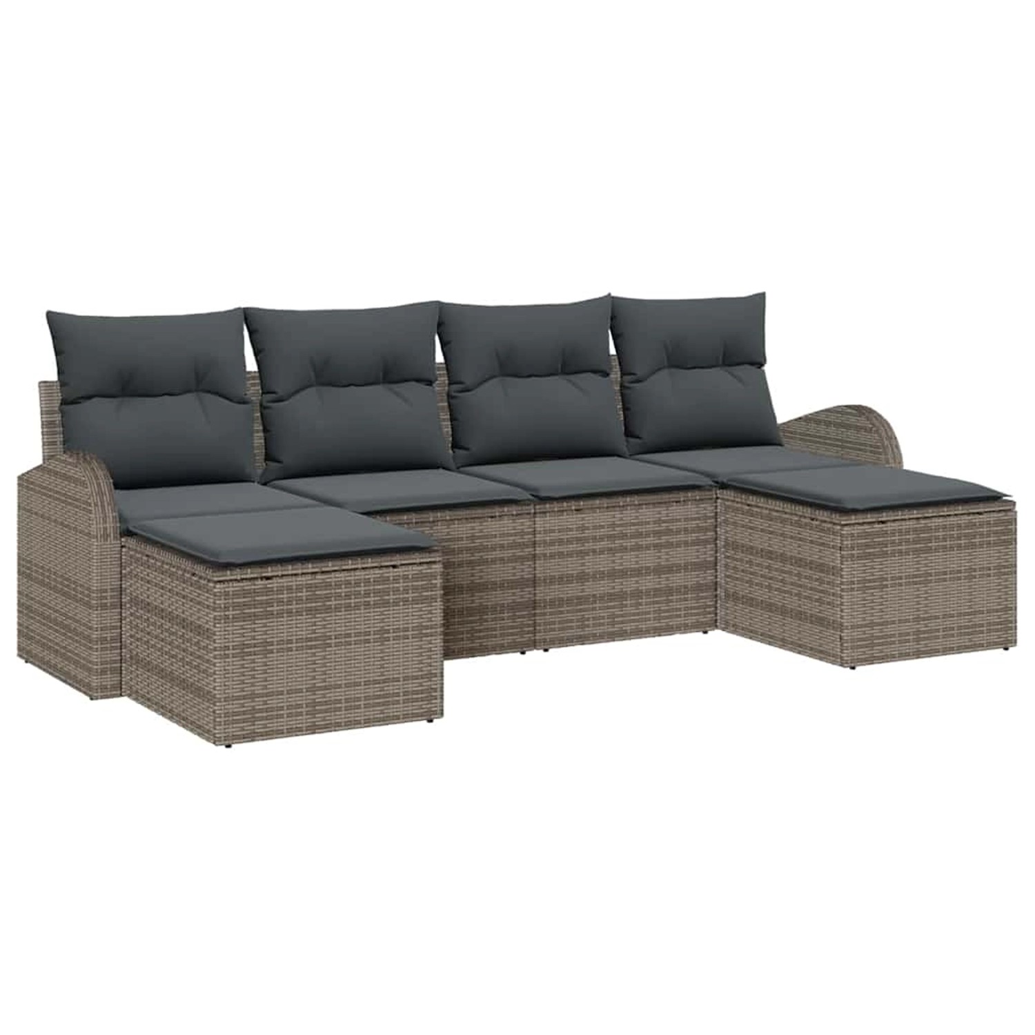 vidaXL Garten-Sofa-Set mit Kissen 6-Tlg Grau Poly Rattan 3354818 günstig online kaufen