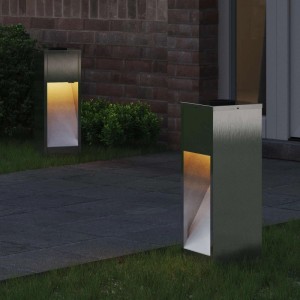 vidaXL Solar LED Wegeleuchte 2 Stk Silber Edelstahl 879713