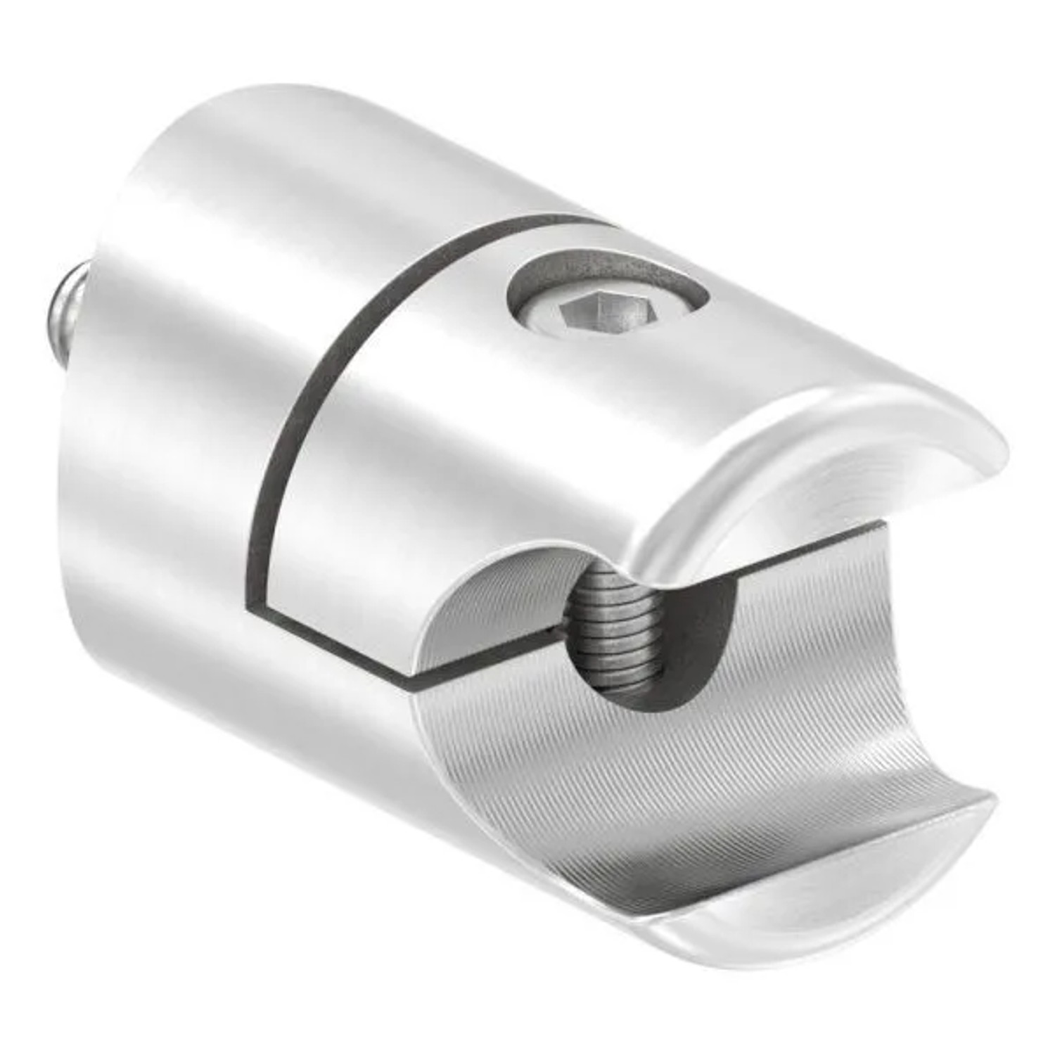 FeNau Klemmprofilhalter Edelstahl V2A Für Klemmprofil 18 mm Rohr Ø 42,4 mm Geschliffen