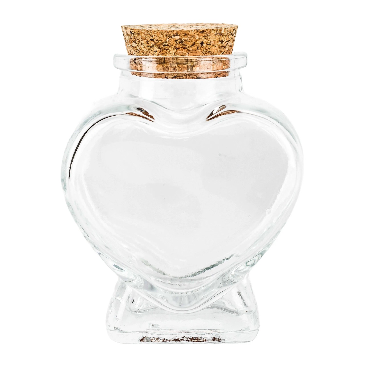 Relaxdays Glasflaschen 12er Set Glas Transparent Natur Herzförmig Korkverschluss Spülmaschinengeeignet 7,5 cm x 6 cm x 4 cm 90 ml