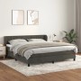 Dunkelgraues vidaXL Boxspringbett 160x200 cm mit Samtbezug, inklusive Matratze und Topper.