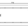 Maße des Skan Holz Carport Schwarzwald: 424 x 772 cm. Technische Zeichnung.
