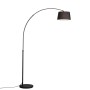 Moderne, schwarze Bogenlampe mit Stoffschirm Arc Basic für Innenräume.