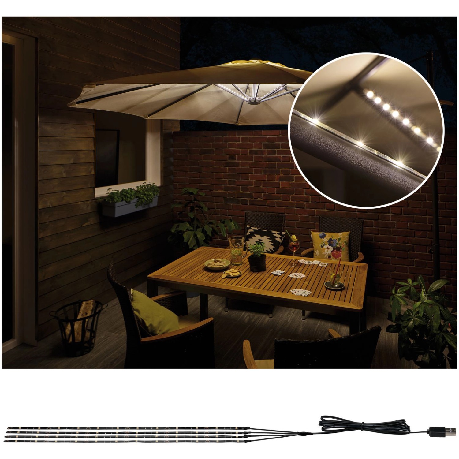 Paulmann Mobile Strip Parasol-Light Schirmbeleuchtung