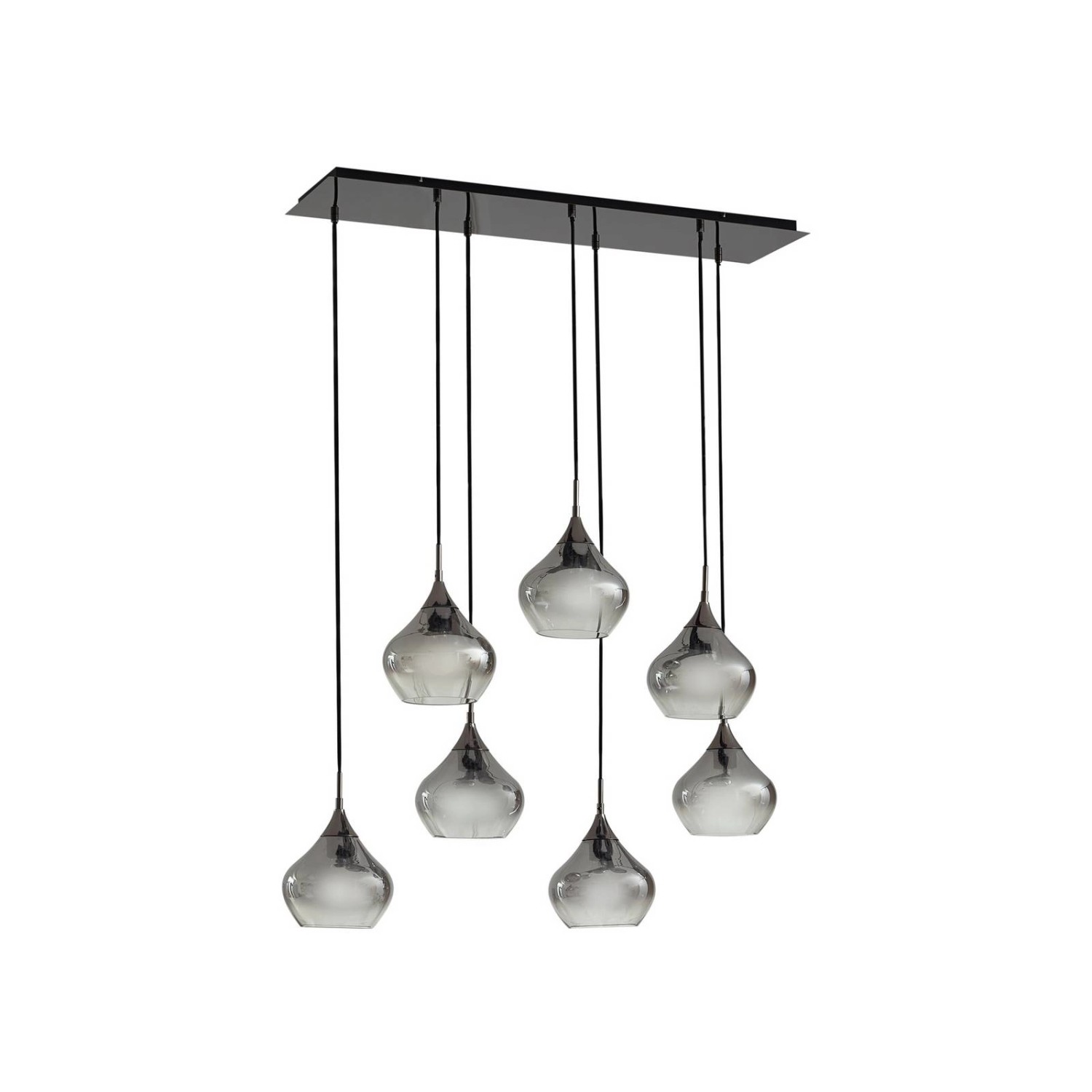 Lucande Pendelleuchte Jarven 10030105 Modern in Alu aus Glas 7-flammig E27 Wohnzimmerleuchte