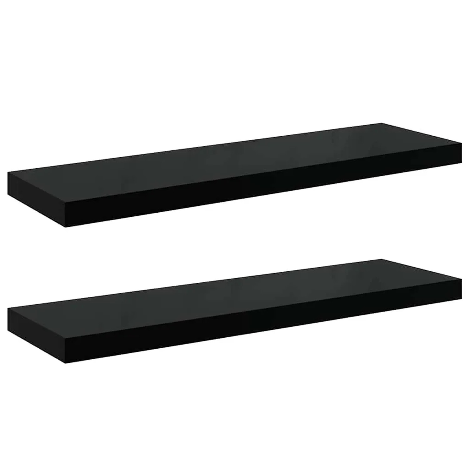 vidaXL Schweberegale 2 Stk Hochglanz-Schwarz 80x23,5x3,8 cm MDF 323773