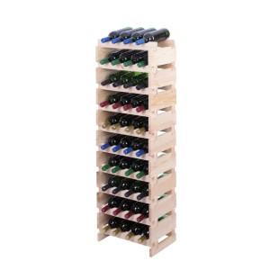 Weinregal VINOTECA FLEX PRO aus Kiefernholz, unbehandelt, mit 40 Flaschen auf 10 Ebenen.