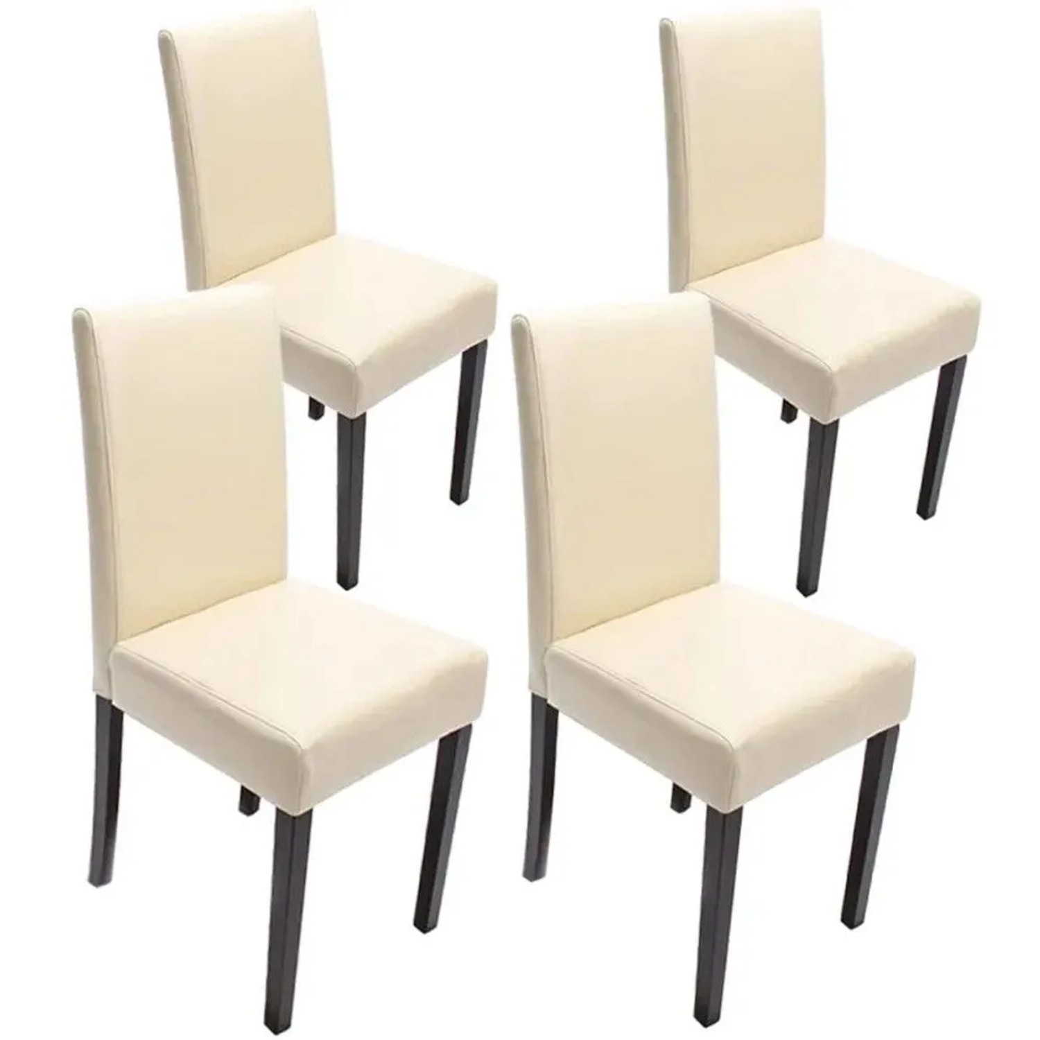 MCW Esszimmerstuhl Littau 4er-Set Leder Creme Dunkle Beine