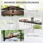 Outsunny Grillpavillon Kaffee mit Ablagen und Haken für Grillzubehör.