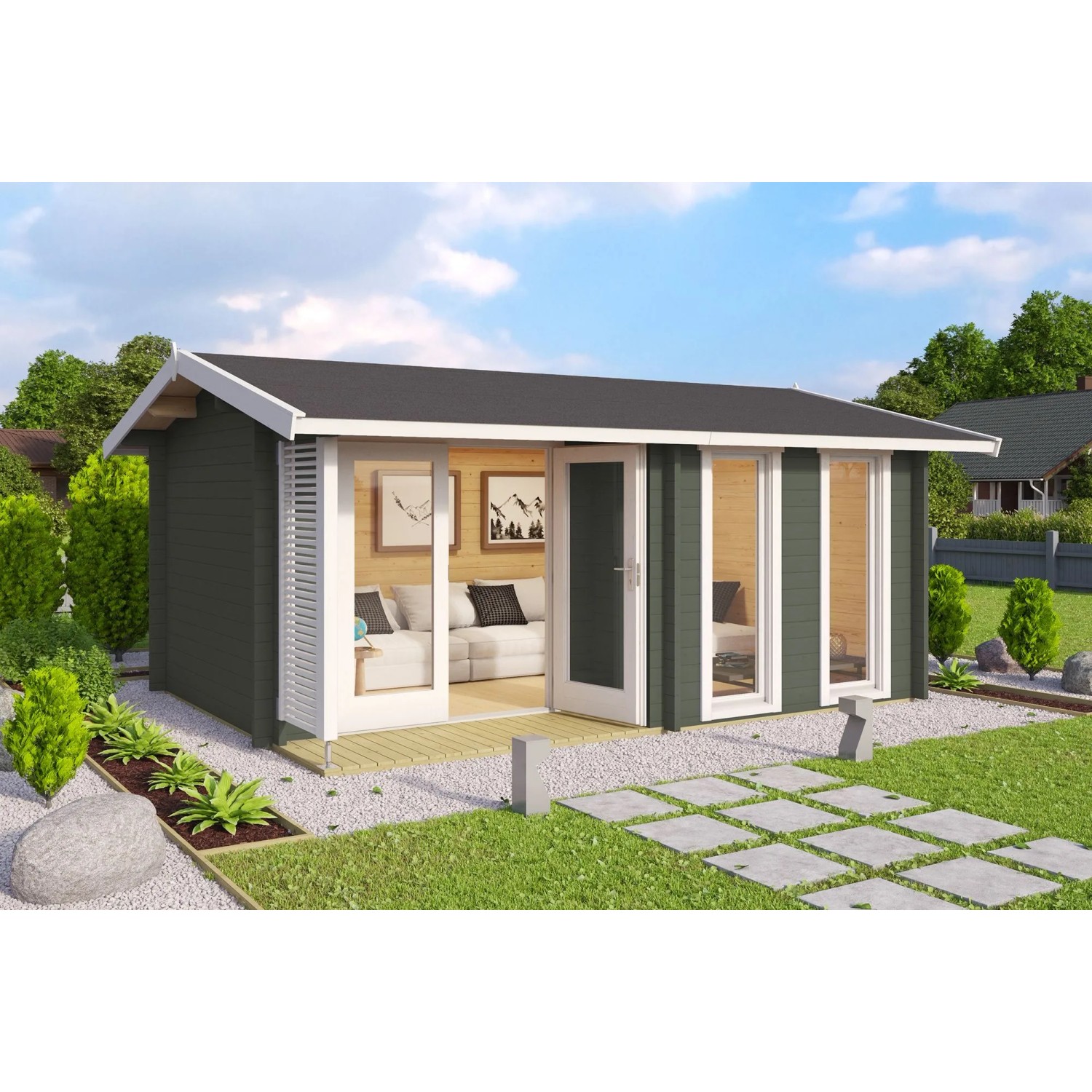 Lasita Gartenhaus Hampshire 420 cm x 300 cm Grau-Grün