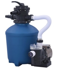 vidaXL Sandfilteranlage mit Zeitschaltuhr, 530 W, 10980 L/h, blau-schwarz, für Pools.