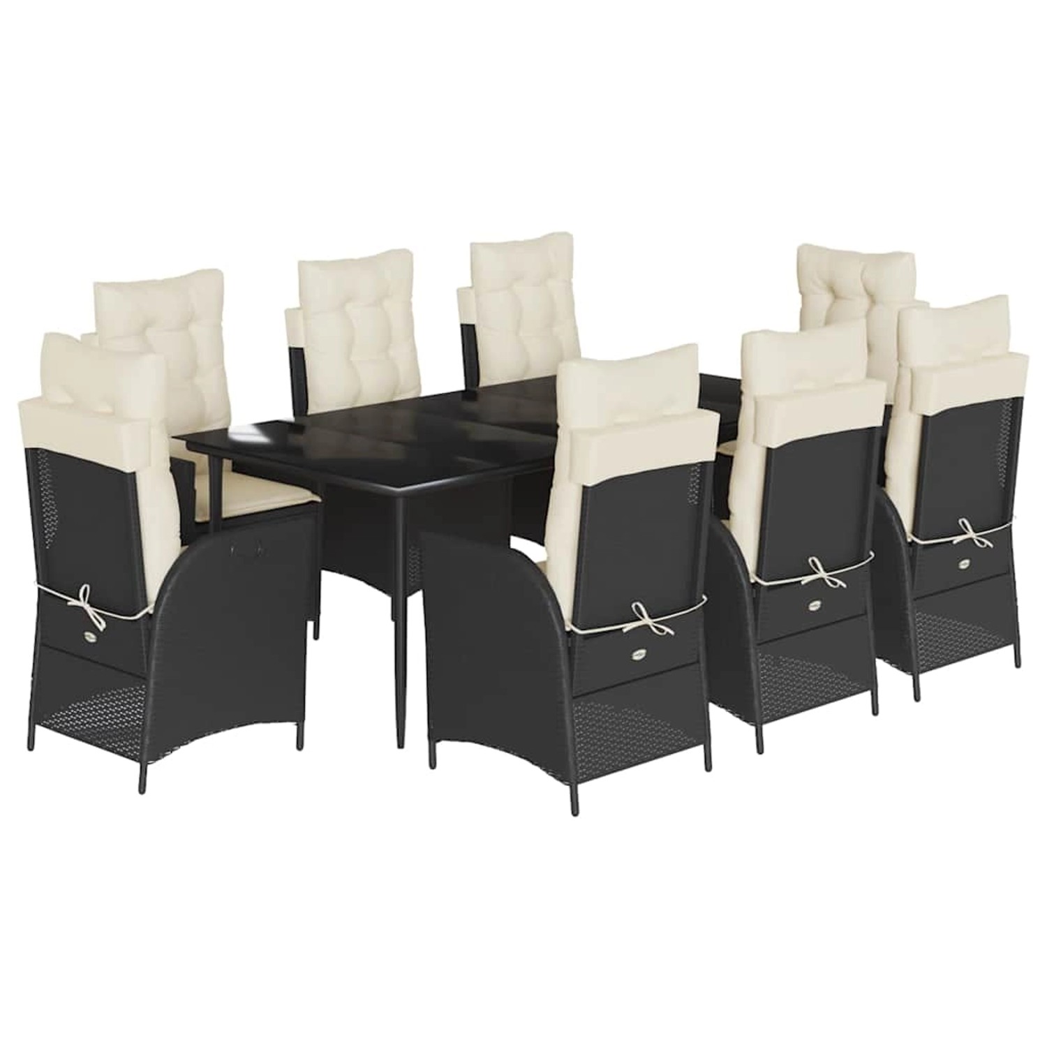 vidaXL 9-Tlg Garten-Essgruppe mit Kissen Schwarz Poly Rattan 3213162 günstig online kaufen