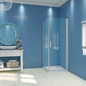 AICA Eckdusche 80x80cm mit Pendeltür, Alu Silber Matt, ESG Sicherheitsglas Duschkabine.