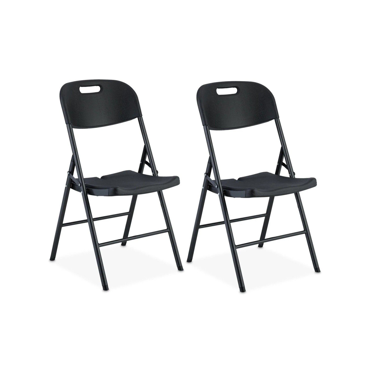 Relaxdays Klappstuhl 2er Set Kunststoff Stahl Schwarz Wetterfest 87 cm x 45 cm x 52,5 cm