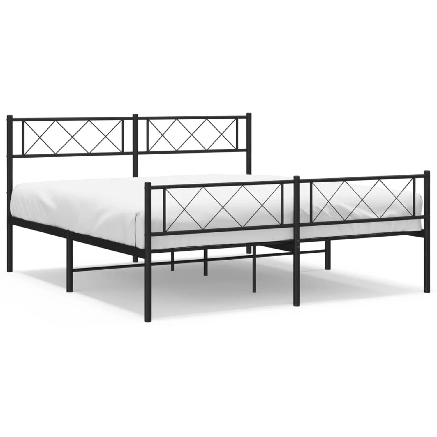 vidaXL Bettgestell mit Kopf- und Fußteil Metall Schwarz 135x190 cm Modell 9 günstig online kaufen