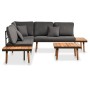 vidaXL 4-tlg. Garten Lounge Set aus Akazienholz mit grauen Auflagen und Tisch.