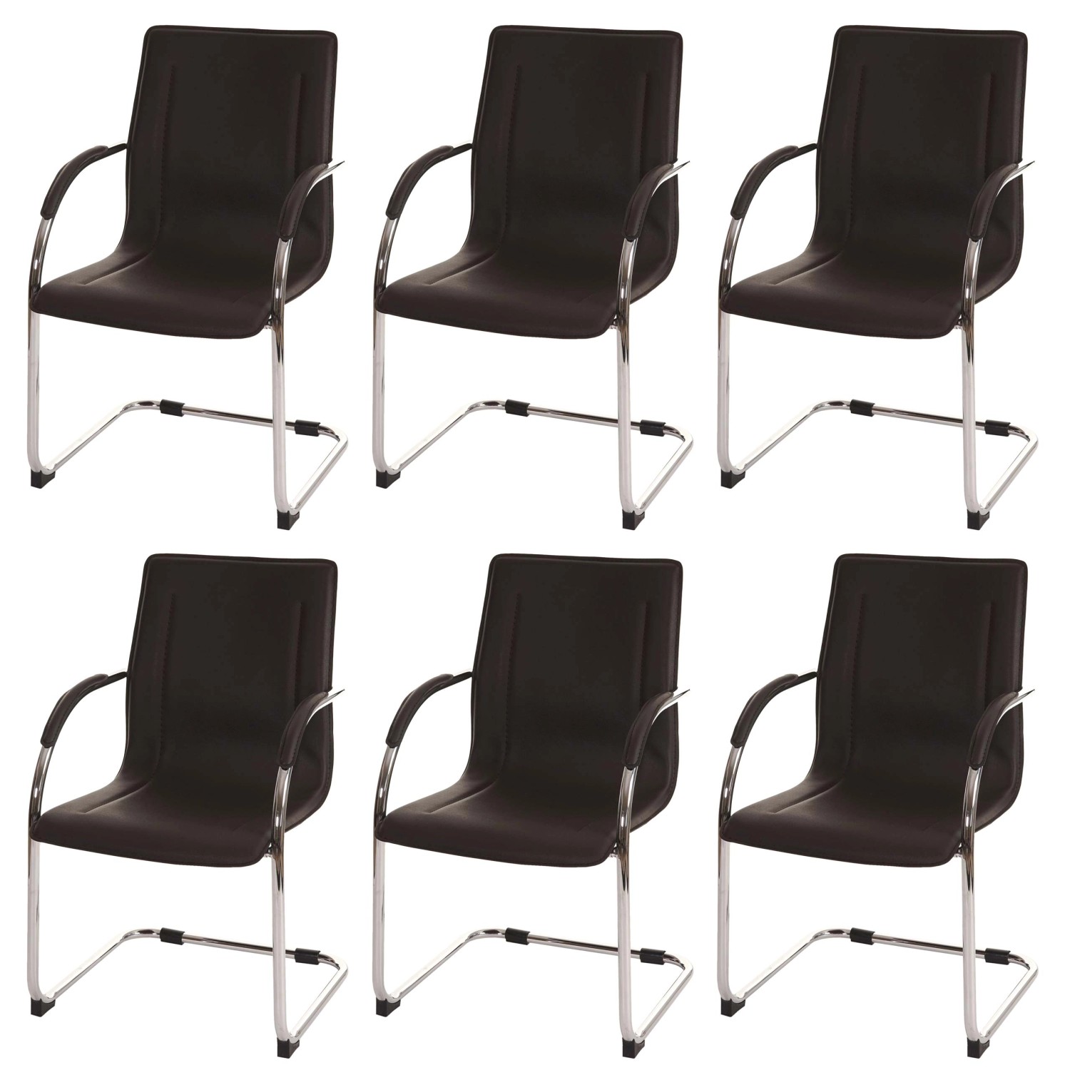 PROREGAL Konferenzstuhl 6er-Set Sammy 93x56x56cm Sitzhöhe 47cm Stahl Braun günstig online kaufen