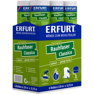 Erfurt Rauhfaser Classico Tapete, 6 Rollen à 20m. Überstreichbare, klassische Struktur für Wand und Decke.