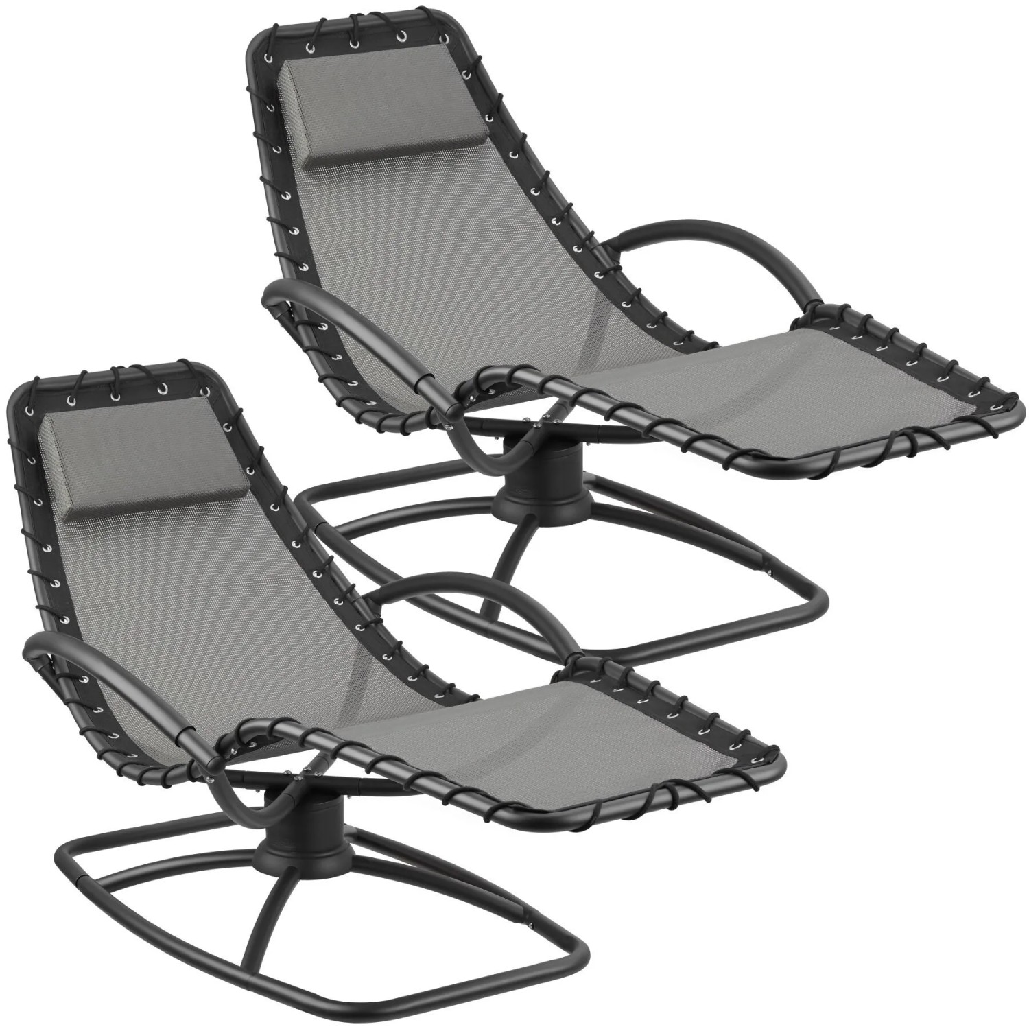 Tectake Gartenliege Toulon Ergonomisch  Mit Komfort Schwingbewegung Bequeme Armlehnen Mit Schaumstoffpolsterung  170 x 77 x 83 cm Grau