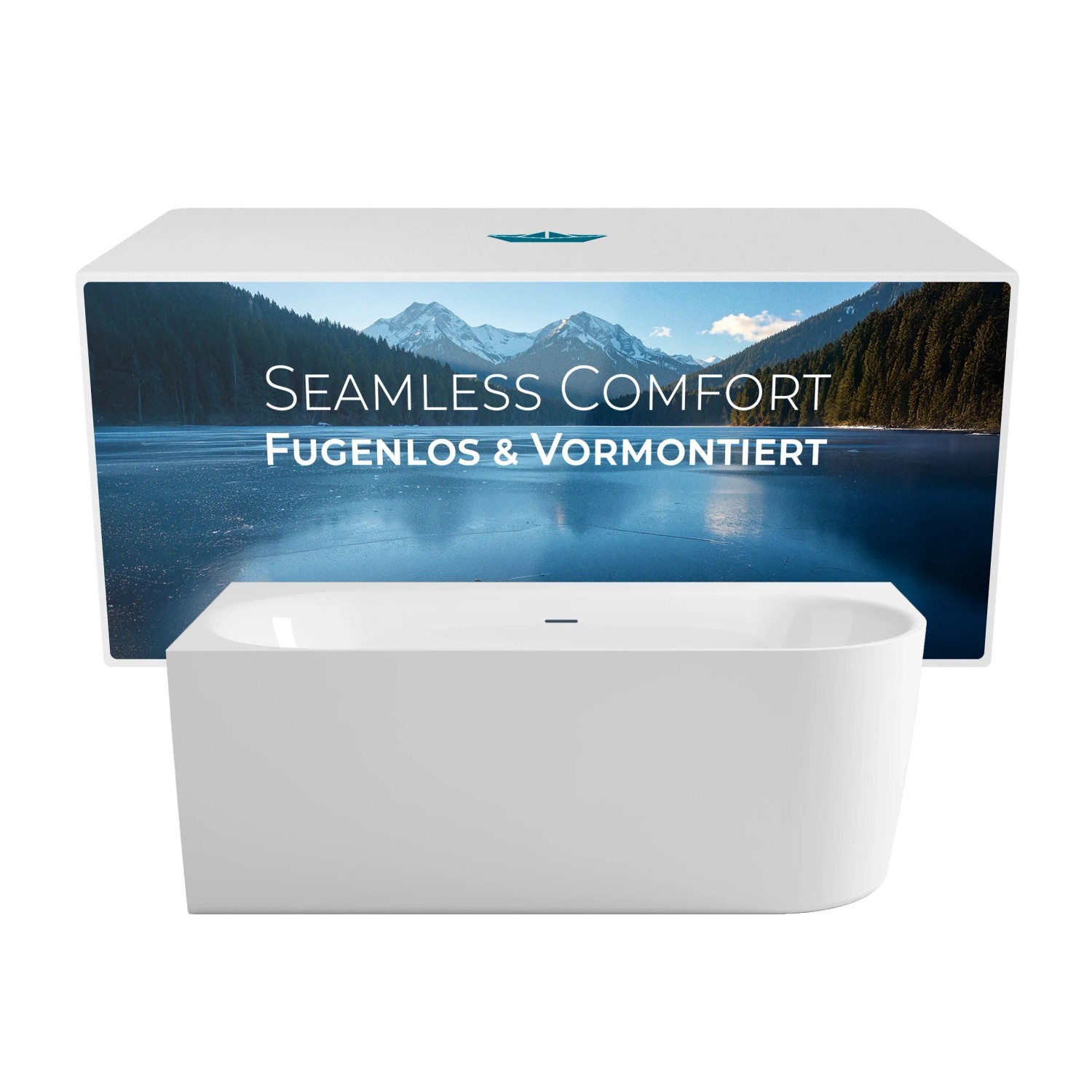 Calmwaters Vorwand-Badewanne Seamless Comfort 160x75cm Komplettset Rechts Schürze Vormontiert Fugenlos 02SL6223