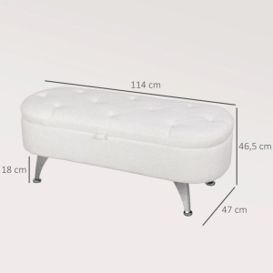 Weiße HOMCOM Sitzbank (114x47x46,5 cm) mit Stauraum und Metallbeinen.