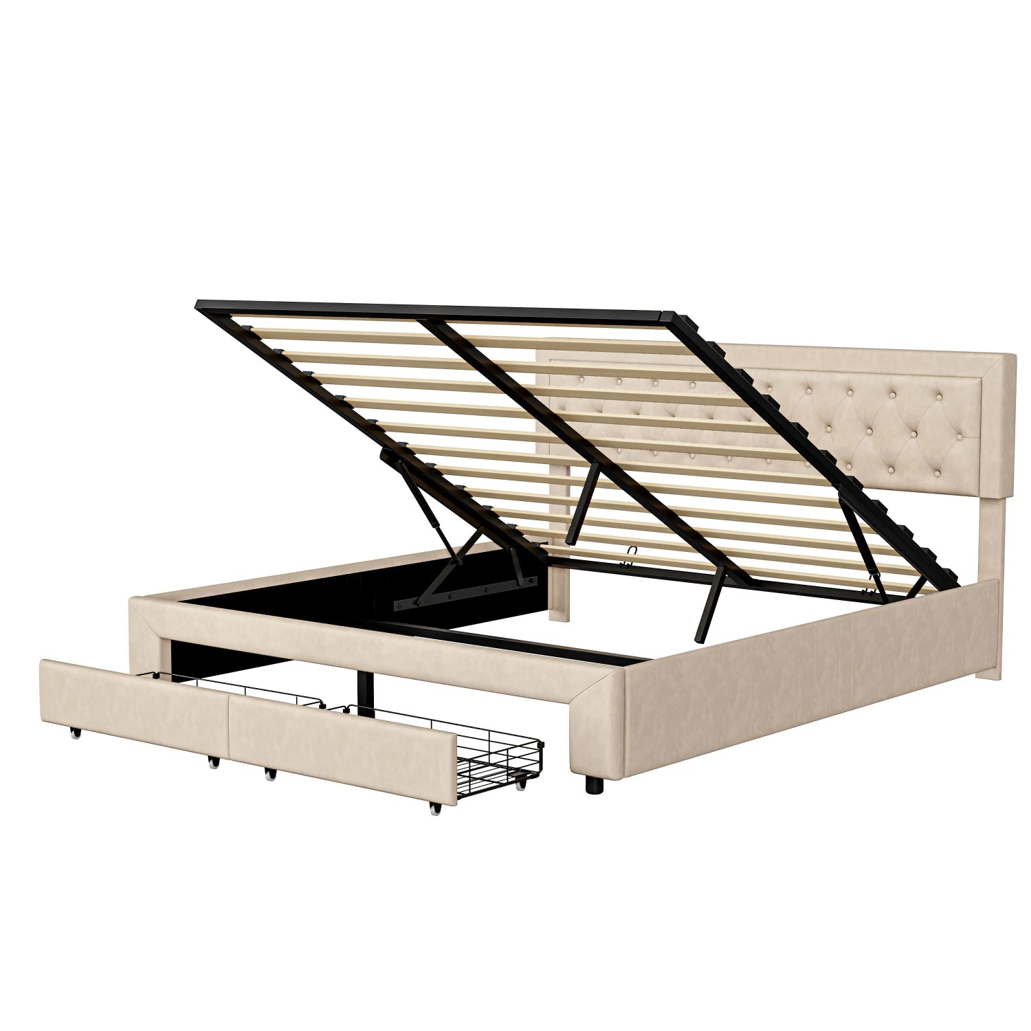 PXloue Stauraumbett 160×200cm Polsterbett mit Stauraum Samt