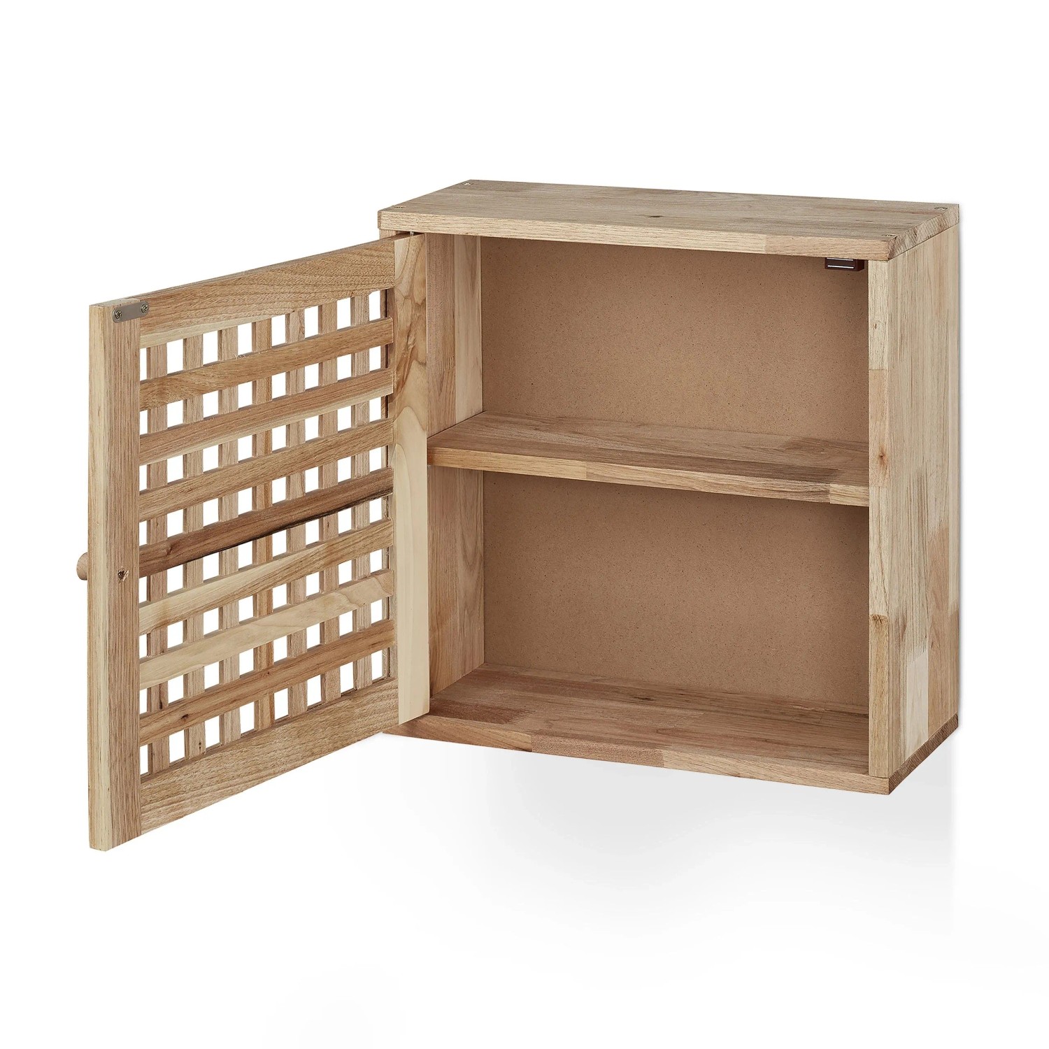 Relaxdays Wandschrank Walnussholz Natur Kompakt Magnetverschluss 42 Cm X 42 Cm X 18 Cm