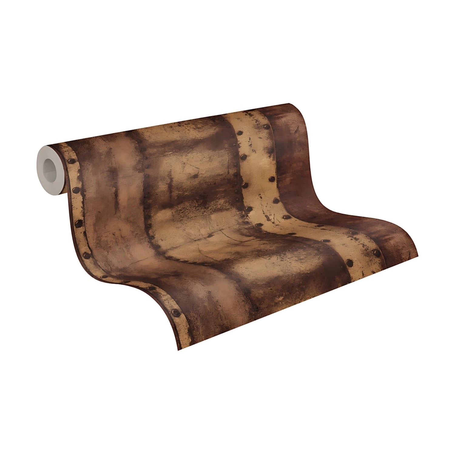 PROFHOME Vliestapete im Used Look in Braun und Orange. Dekorative Tapete mit matter Optik.