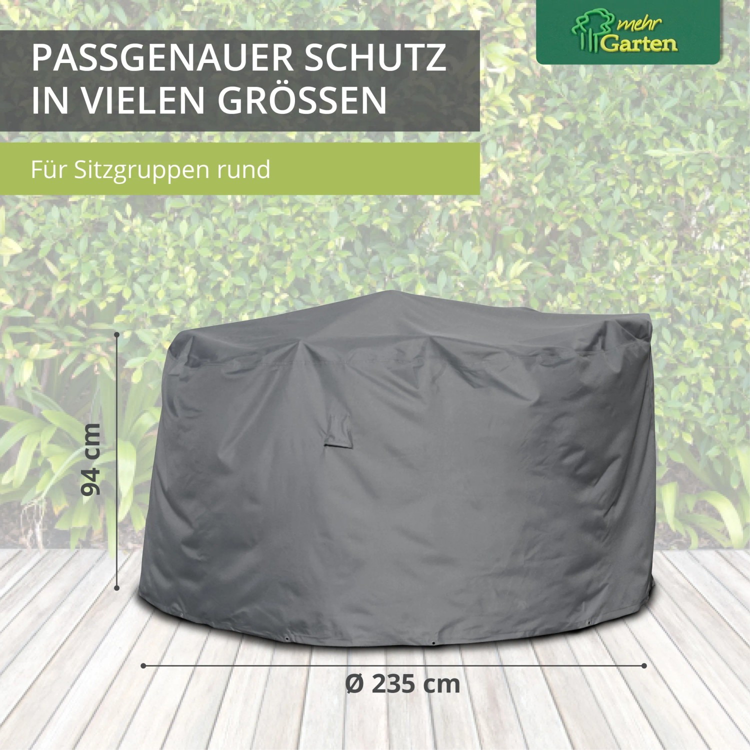 Bosmere STORM BLACK Schutzhülle Für Gartenmöbel – Runde Abdeckplane, Ø 250 Cm, Für 6-8 Personen Sitzgruppen