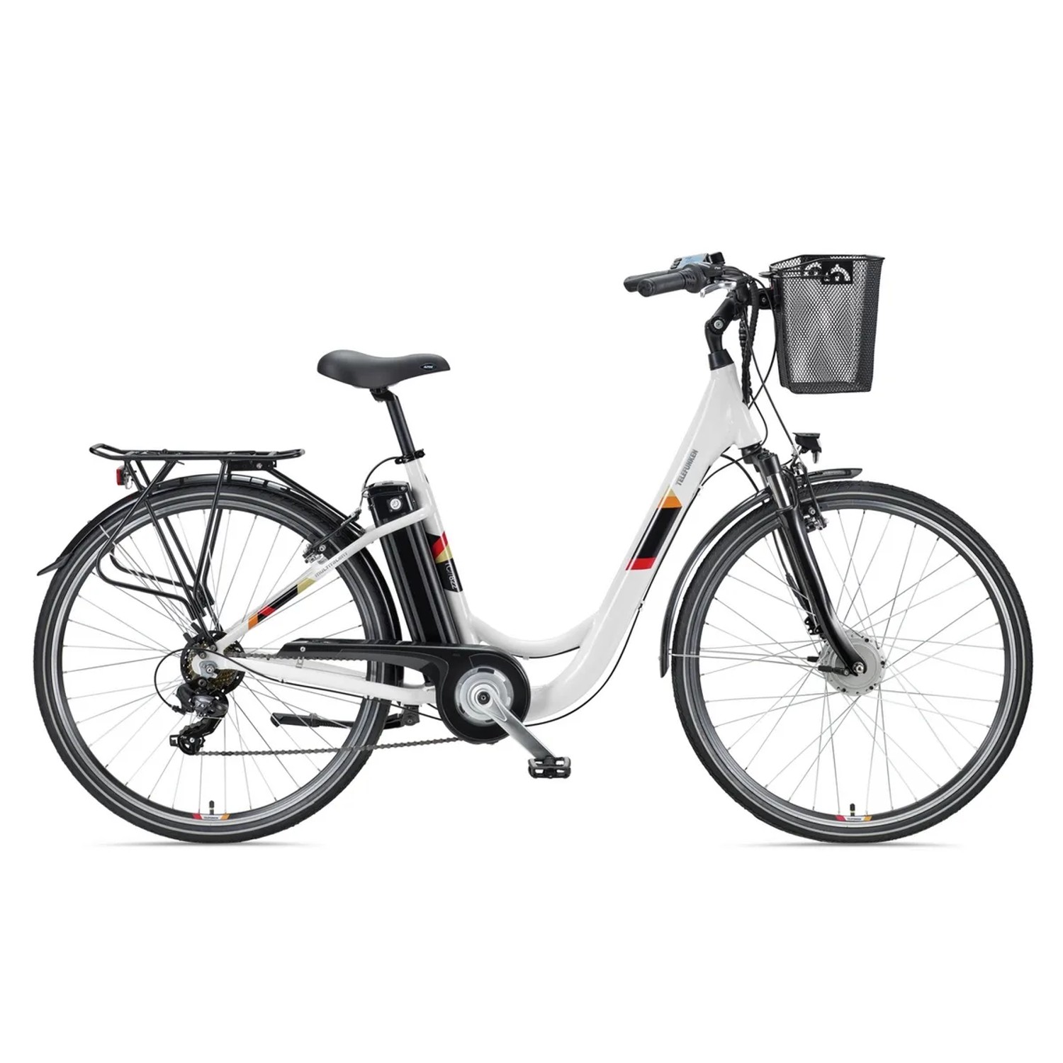 Telefunken City E-Bike 28 Zoll 7-Gang Kettenschaltung Frontmotor 250 W 374,4 Wh Akku RC822