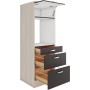 OPTIFIT Faro220 Geräteumbauschrank, 60 cm, Anthrazit mit Schubladen und Klappe für Backofen.