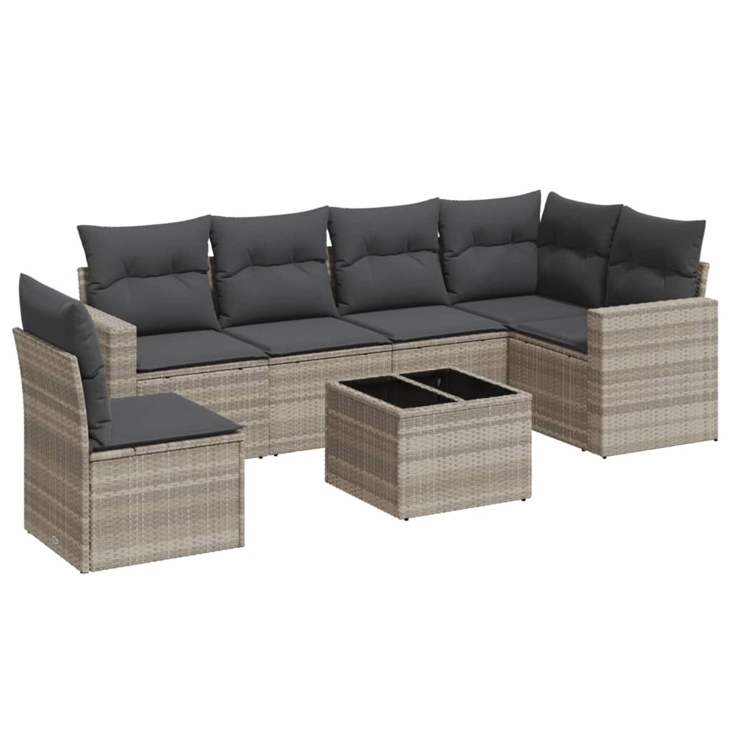 vidaXL 7-Tlg Garten-Sofagarnitur mit Kissen Hellgrau Poly Rattan 3219032 günstig online kaufen