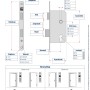 Technische Zeichnung BASI Zimmertürschloss ES 929 BAD, Maße und Türanschläge für DIN rechts/links.