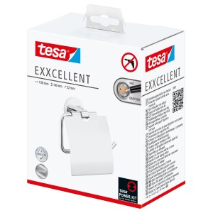 Tesa Exxcellent Toilettenpapierhalter mit Deckel, Chrom, zur Wandmontage ohne Bohren.