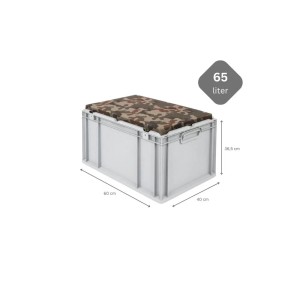 Eurobox NextGen Sitzbox Camouflage, 65 Liter, mit Griffen und Sitzkissen. Ideal als Transportbox.