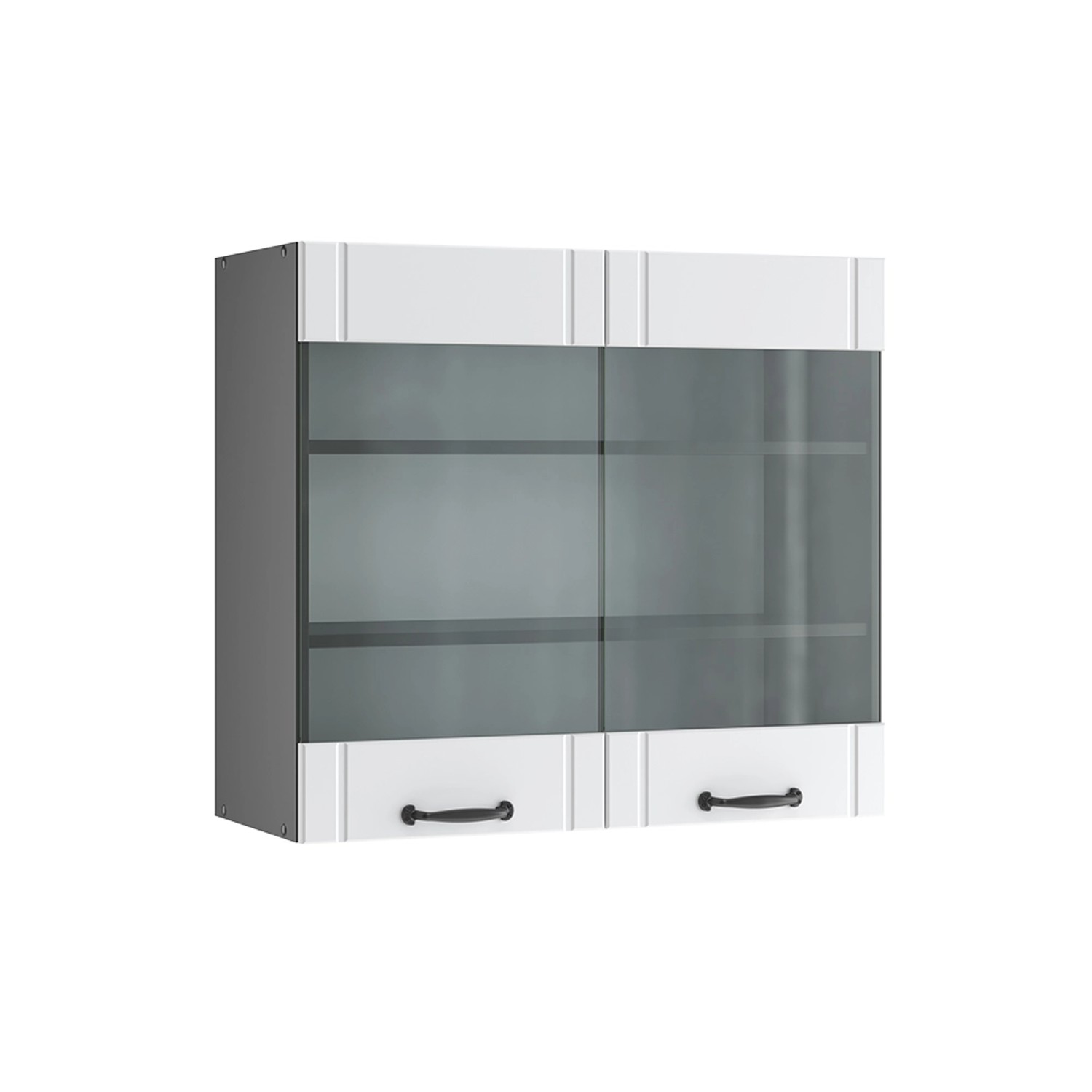 Vicco Küchenglasschrank Fame-Line Glashängeschrank Weiß Landhaus/Anthrazit 80 cm