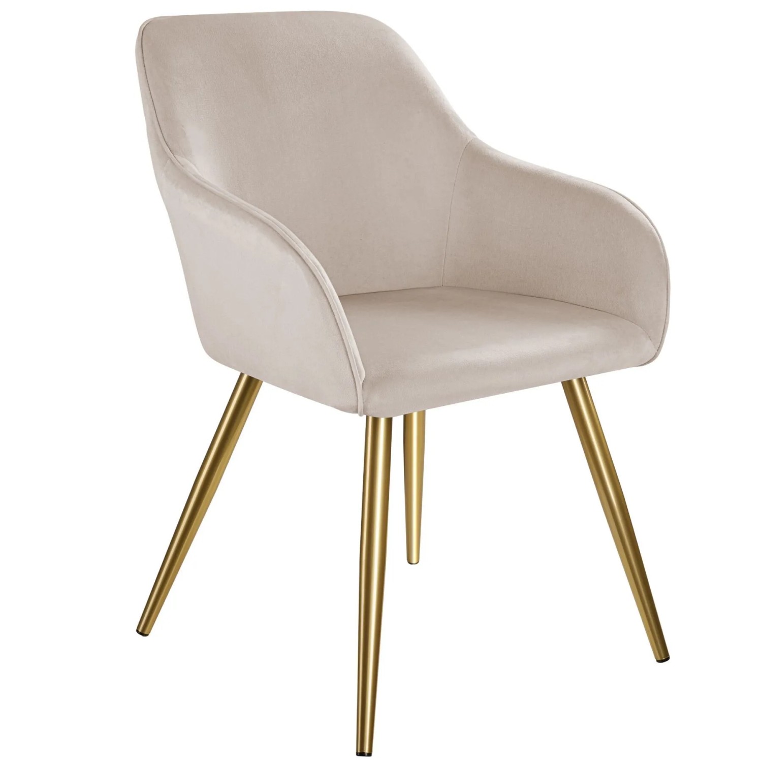 Tectake Esszimmerstuhl Marilyn Gepolstert  In Samtoptik Durchgehende Lehne Pro Stück 62 x 58 x 82 cm Taupe Gold