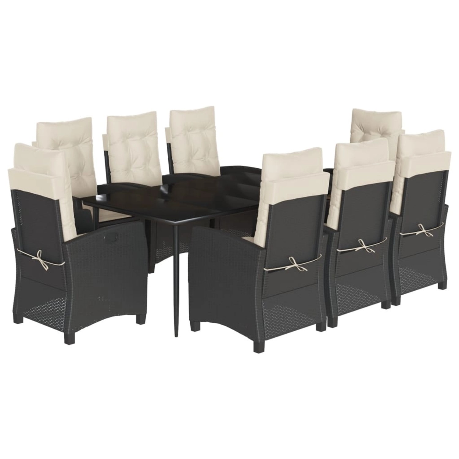 vidaXL 9-Tlg Garten-Essgruppe mit Kissen Schwarz Poly Rattan 3212731 günstig online kaufen